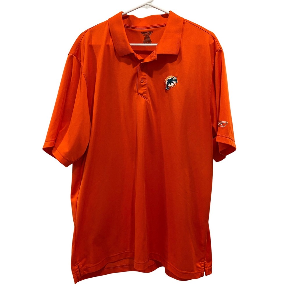 Reebok Miami Dolphins NFL Player Orange Polo Shirt Men's Extra Large Performance